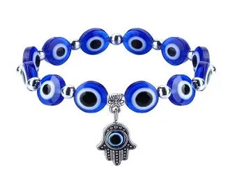 EVIL EYE PROTECTION (Charm Bracelet) With Hamsa Hand of Fatima