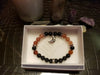 Rainbow Obsidian & Strawberry Quartz "New Moon" Silver Charm Bracelet